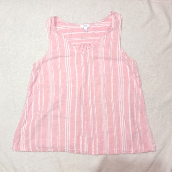 Time and Tru Tops - Time and Tru Pink & White Stripe Sleeveless Linen Blend Top/Tank size Large